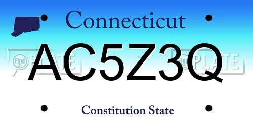 AC5Z3Q Connecticut License Plate
