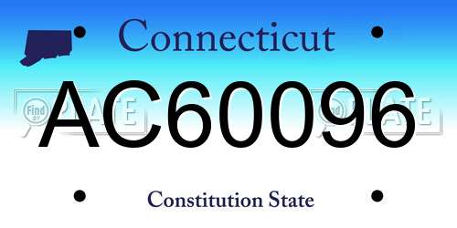 AC60096 Connecticut License Plate