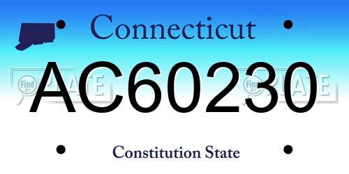 AC60230 Connecticut License Plate