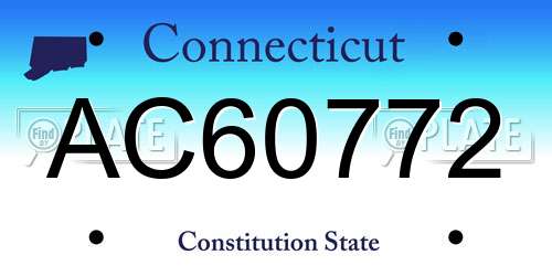 AC60772 Connecticut License Plate