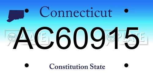 AC60915 Connecticut License Plate