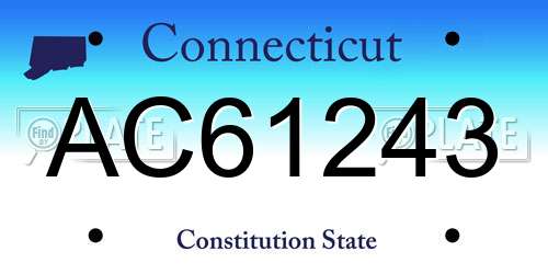AC61243 Connecticut License Plate