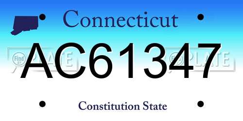 AC61347 Connecticut License Plate