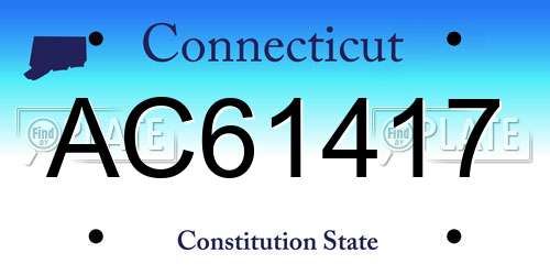 AC61417 Connecticut License Plate