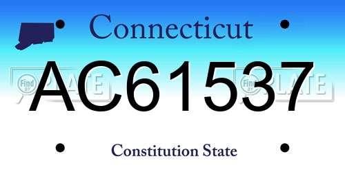 AC61537 Connecticut License Plate
