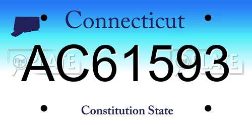 AC61593 Connecticut License Plate
