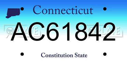 AC61842 Connecticut License Plate