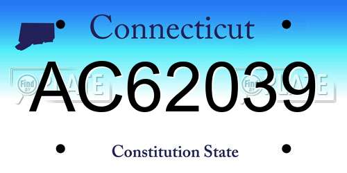 AC62039 Connecticut License Plate