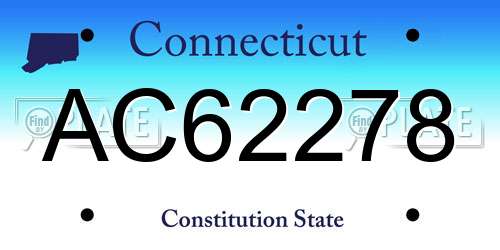 AC62278 Connecticut License Plate
