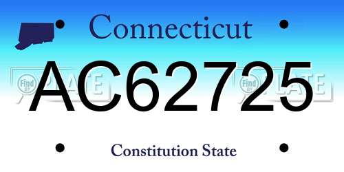 AC62725 Connecticut License Plate