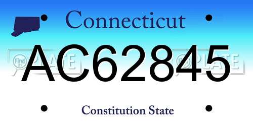 AC62845 Connecticut License Plate