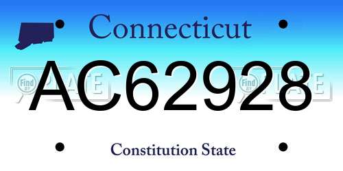 AC62928 Connecticut License Plate