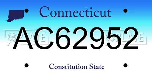 AC62952 Connecticut License Plate