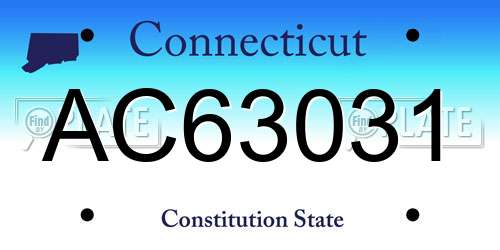 AC63031 Connecticut License Plate