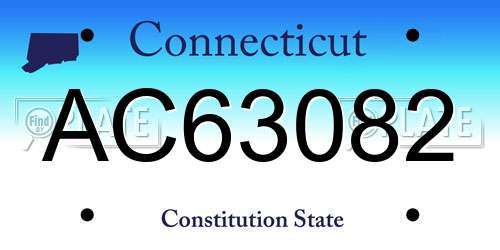 AC63082 Connecticut License Plate