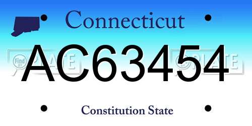 AC63454 Connecticut License Plate