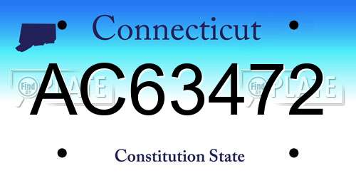 AC63472 Connecticut License Plate