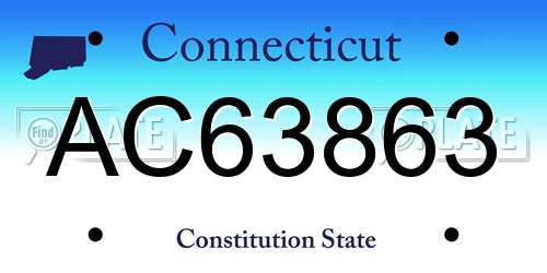 AC63863 Connecticut License Plate