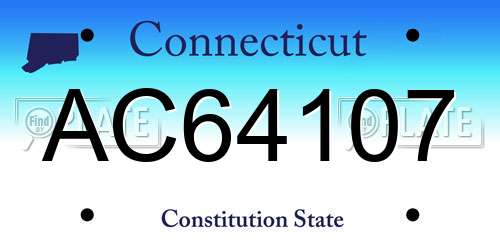 AC64107 Connecticut License Plate