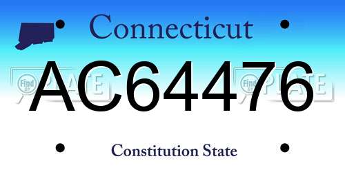 AC64476 Connecticut License Plate
