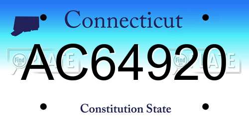 AC64920 Connecticut License Plate