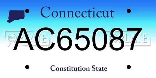 AC65087 Connecticut License Plate