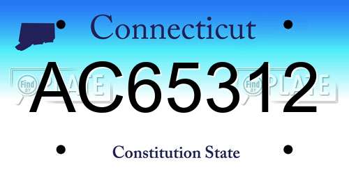 AC65312 Connecticut License Plate