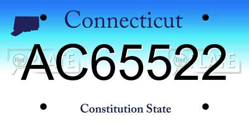 AC65522 Connecticut License Plate