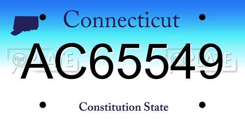 AC65549 Connecticut License Plate