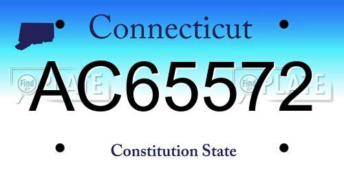 AC65572 Connecticut License Plate