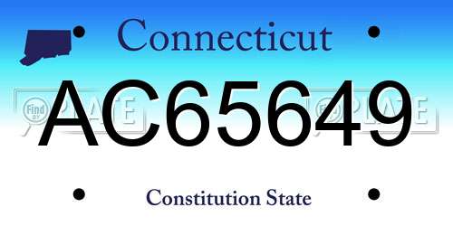 AC65649 Connecticut License Plate