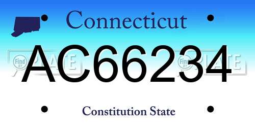AC66234 Connecticut License Plate