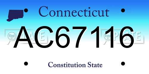AC67116 Connecticut License Plate