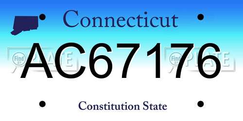 AC67176 Connecticut License Plate