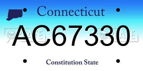 AC67330 Connecticut License Plate