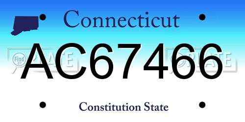 AC67466 Connecticut License Plate
