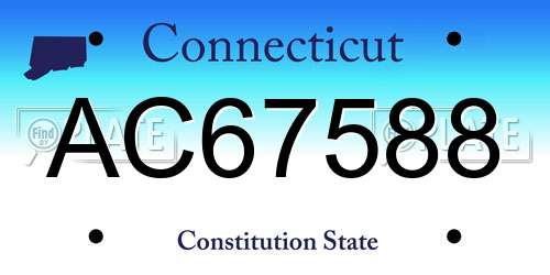 AC67588 Connecticut License Plate