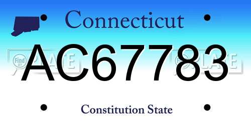 AC67783 Connecticut License Plate