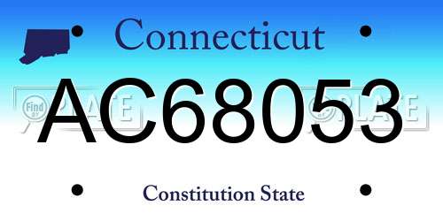 AC68053 Connecticut License Plate