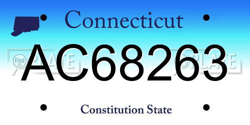 AC68263 Connecticut License Plate