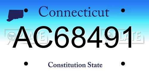 AC68491 Connecticut License Plate