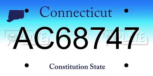AC68747 Connecticut License Plate