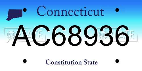 AC68936 Connecticut License Plate