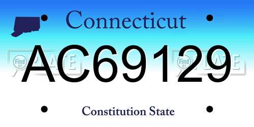 AC69129 Connecticut License Plate
