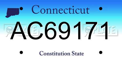 AC69171 Connecticut License Plate
