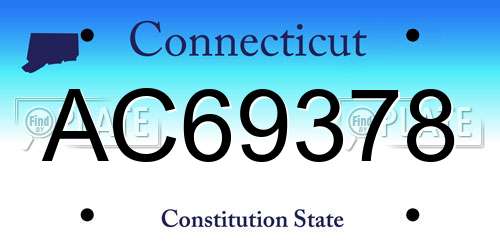 AC69378 Connecticut License Plate