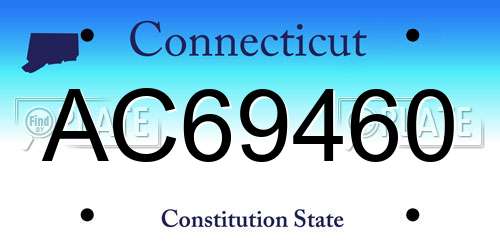 AC69460 Connecticut License Plate