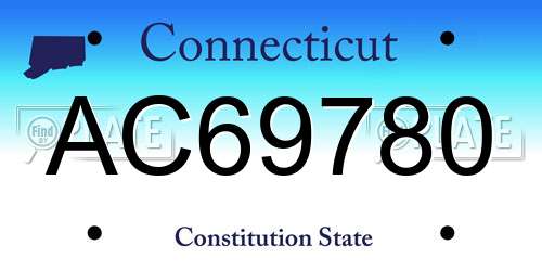 AC69780 Connecticut License Plate