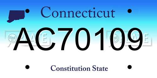AC70109 Connecticut License Plate