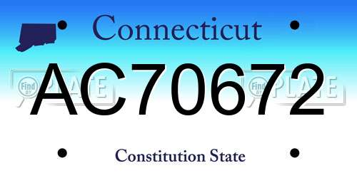AC70672 Connecticut License Plate